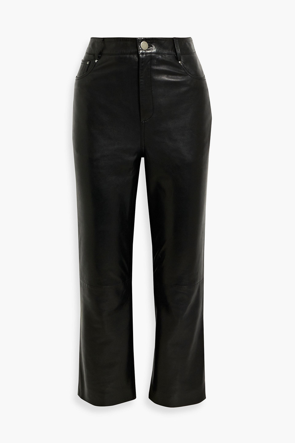 Walter Baker Selma Cropped Leather Bootcut Pants In Black