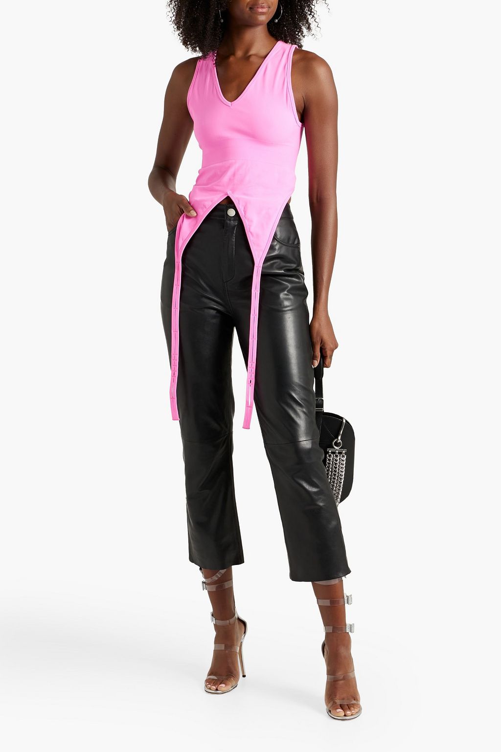 WALTER BAKER Selma cropped leather bootcut pants