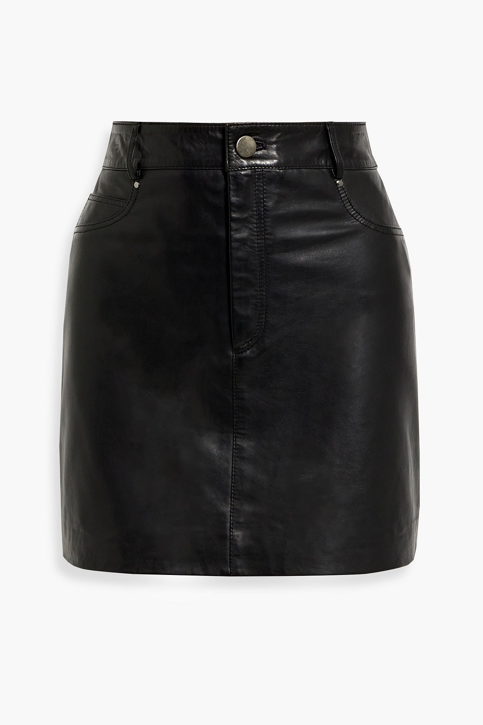 Shop Walter Baker Alicia Leather Mini Skirt In Black