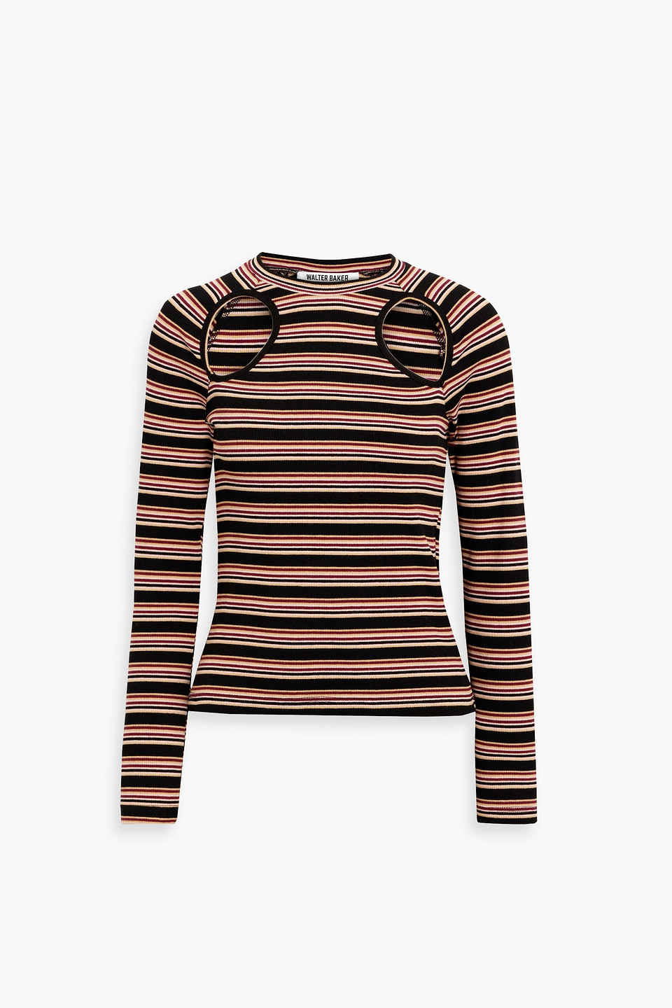 walter baker - jenna cutout striped knitted top - black - m