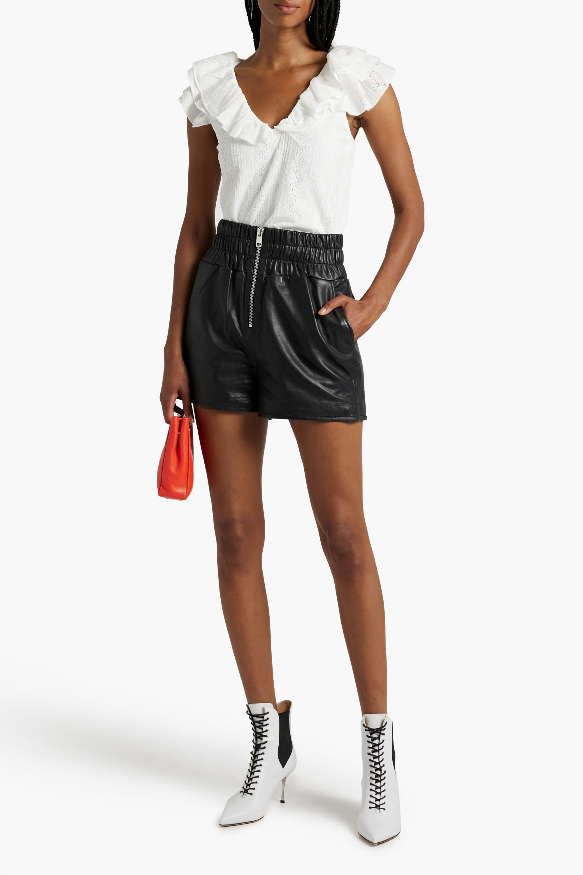 WALTER BAKER Dallas shirred leather shorts