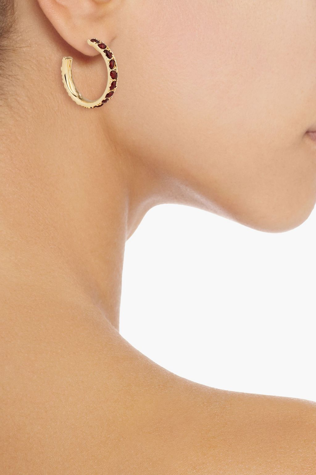 KENNETH JAY LANE Gold-tone stone hoop earrings
