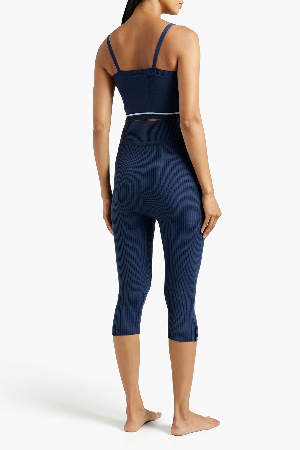 LIVE THE PROCESS Cropped ribbed-knit track pants