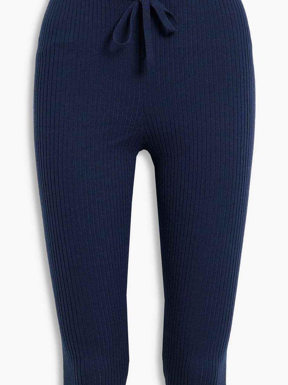 cropped ribbed-knit track pants