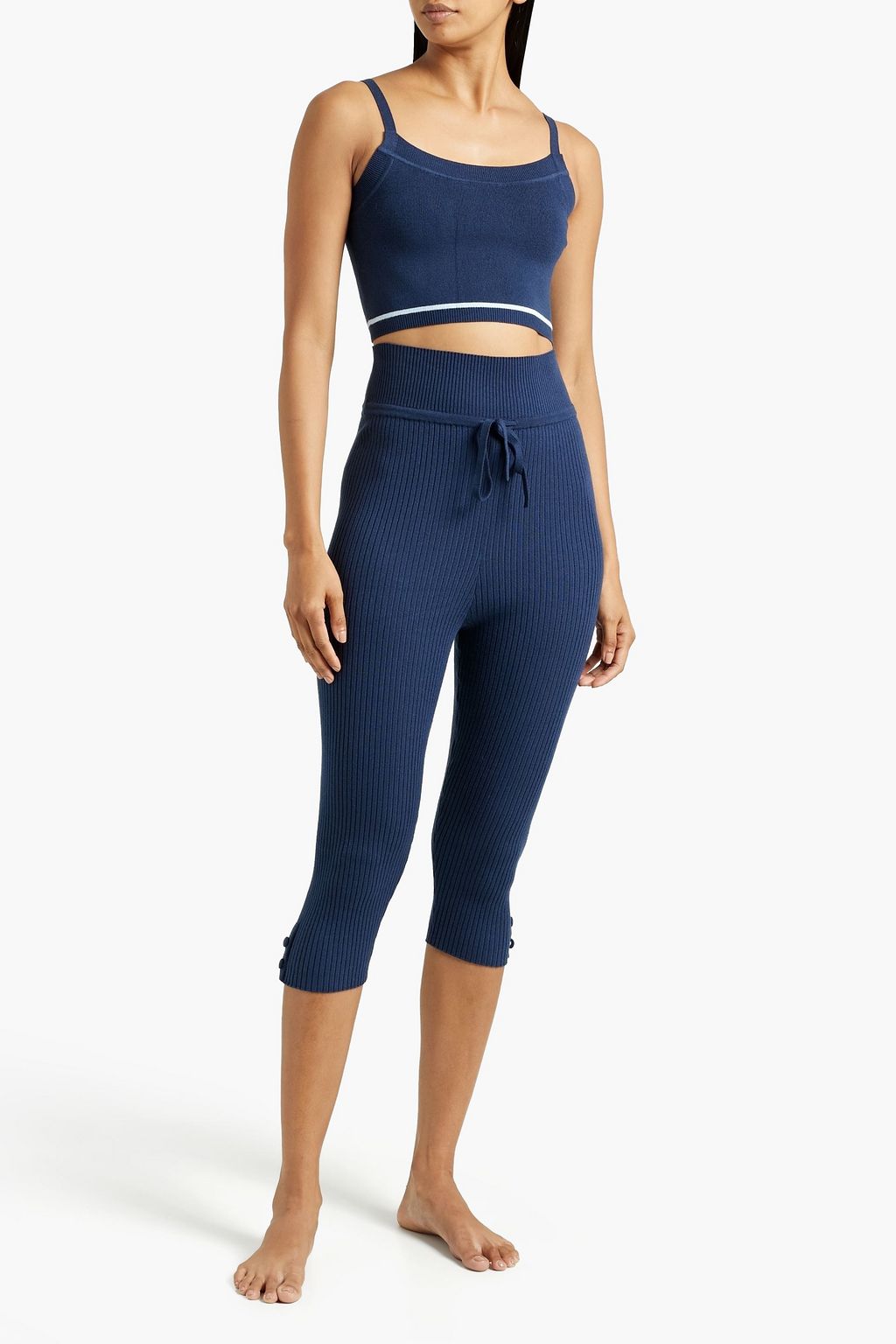 LIVE THE PROCESS Cropped ribbed-knit track pants