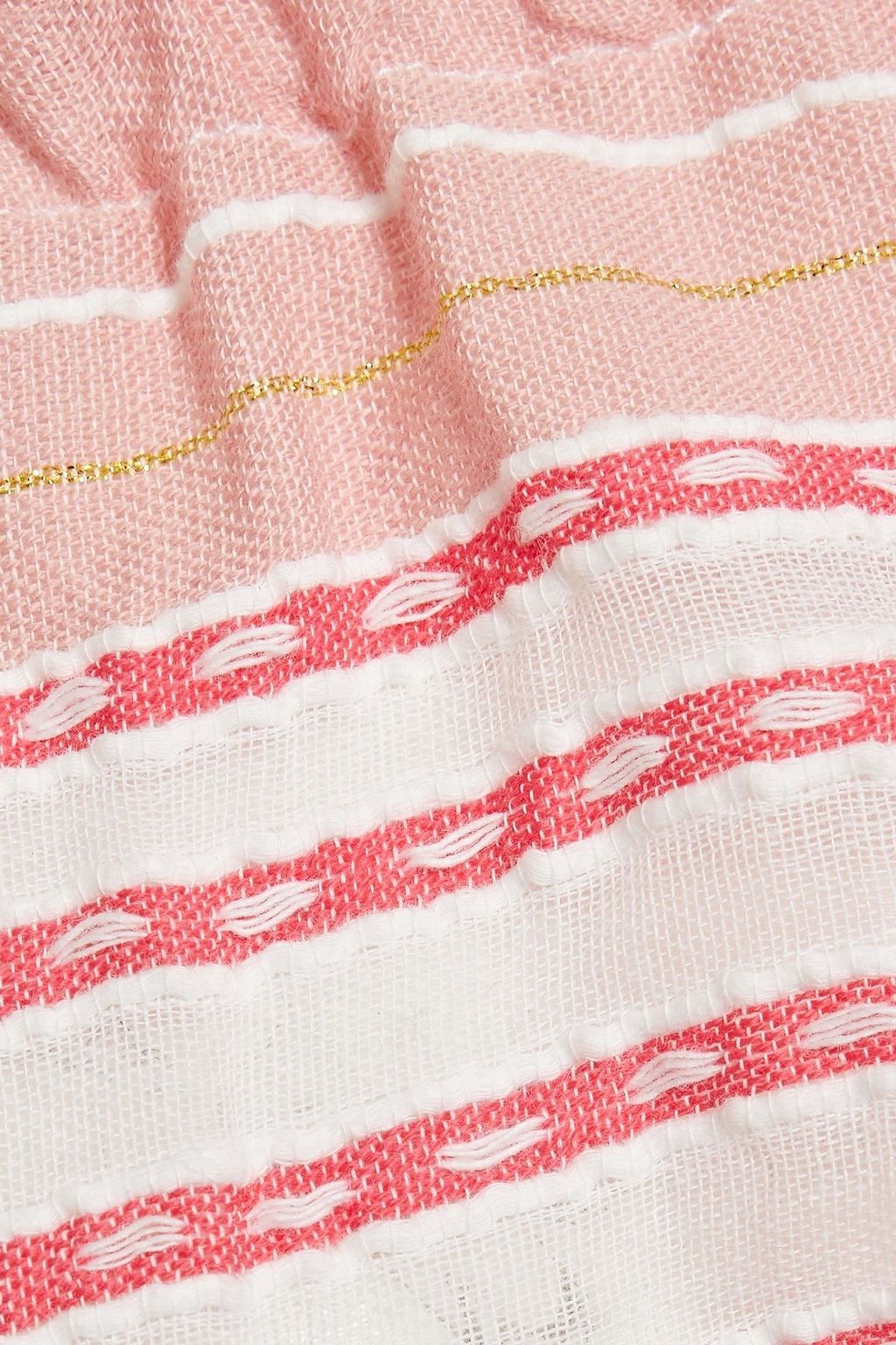 LEMLEM Eshal cropped off-the-shoulder striped cotton-jacquard top