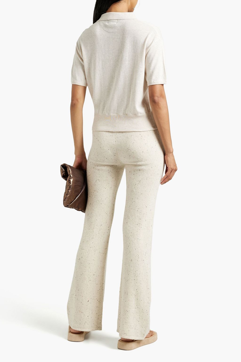MONROW Mélange knitted polo shirt