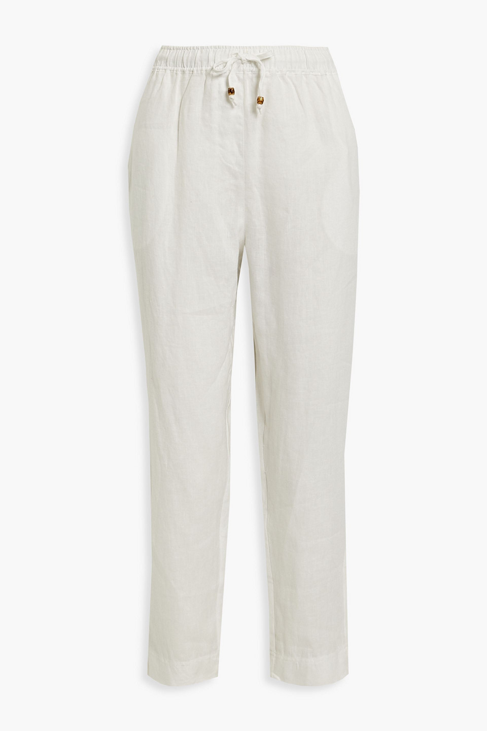 Jets By Jessika Allen Jetset Bead-embellished Linen Tapered Pants In Off-white