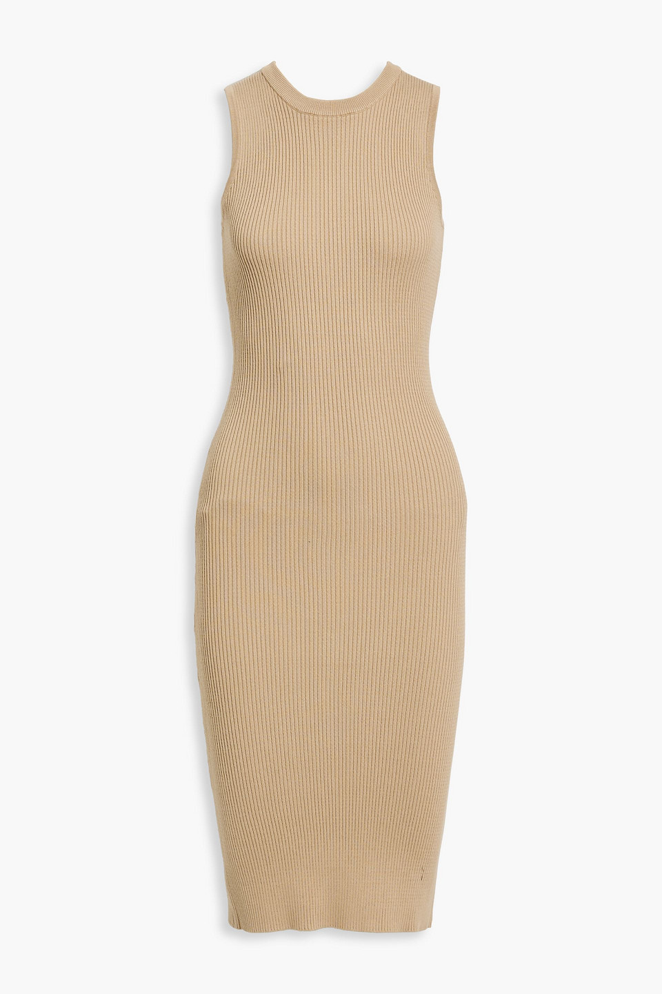 monrow - ribbed-knit midi dress - neutral - s