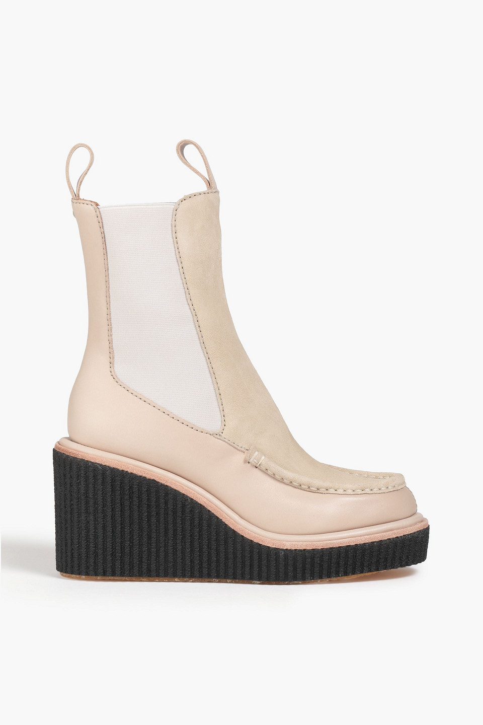 Shop Rag & Bone Sloane Suede-paneled Leather Wedge Ankle Boots In Beige