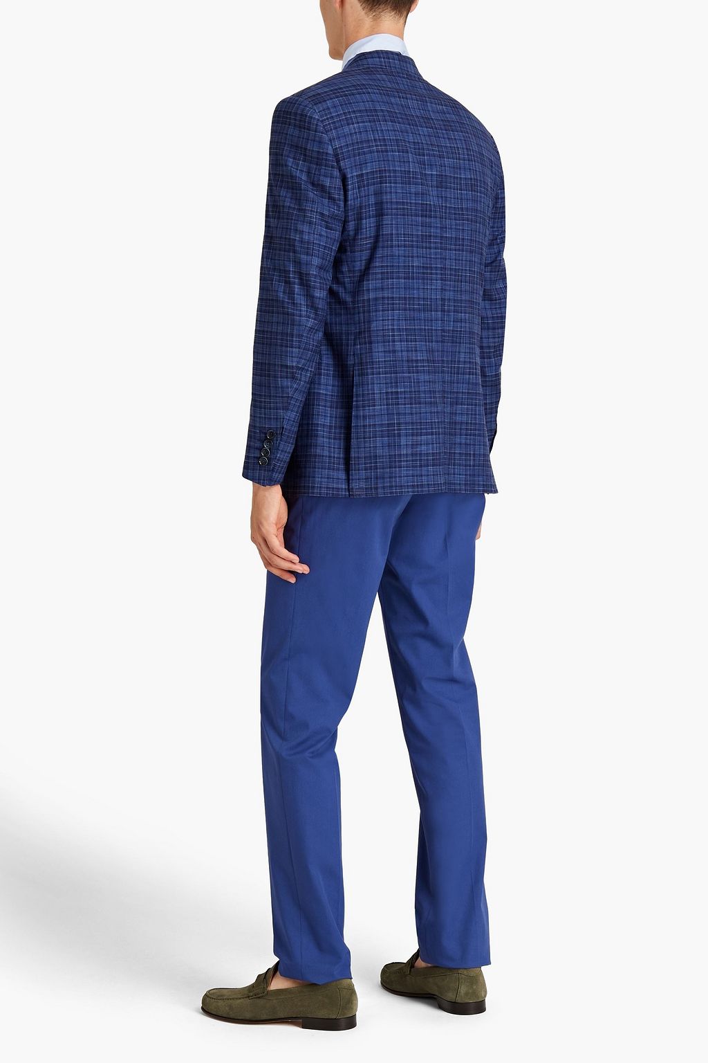 CANALI Checked wool and silk-blend blazer