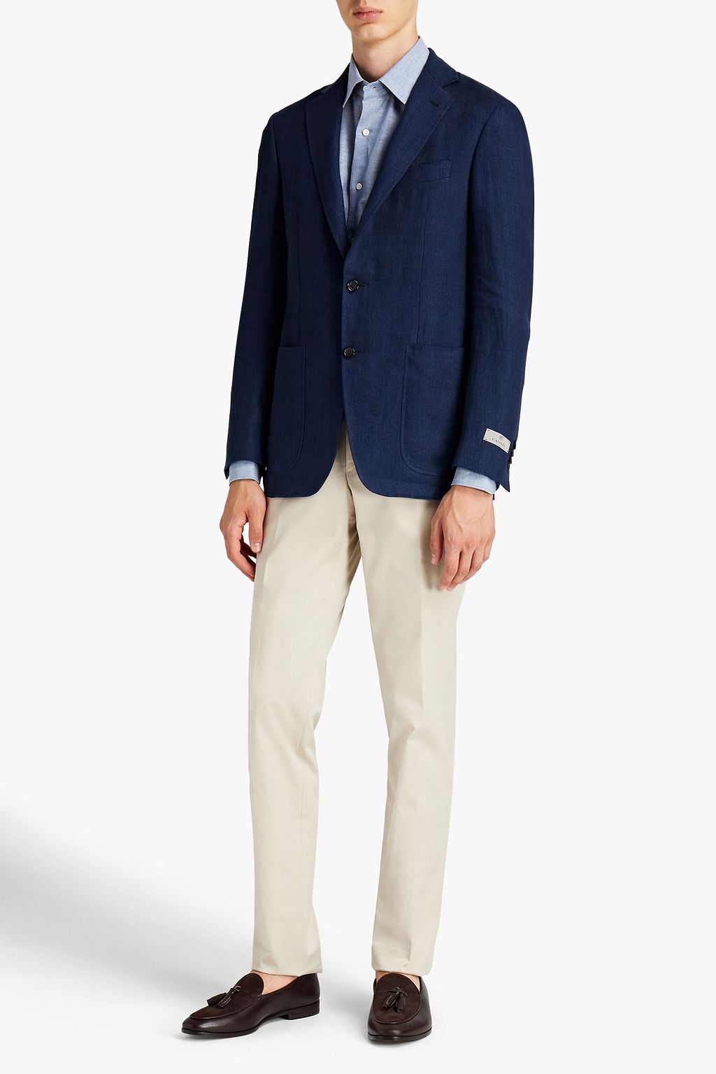 CANALI Mélange herringbone linen blazer