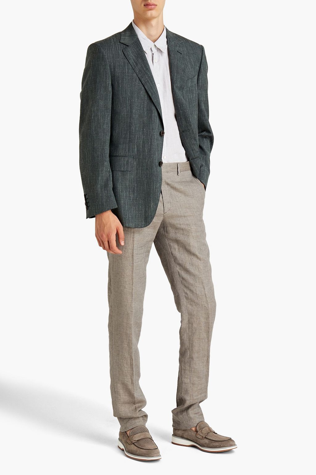 CANALI Slub wool, silk and linen-blend blazer