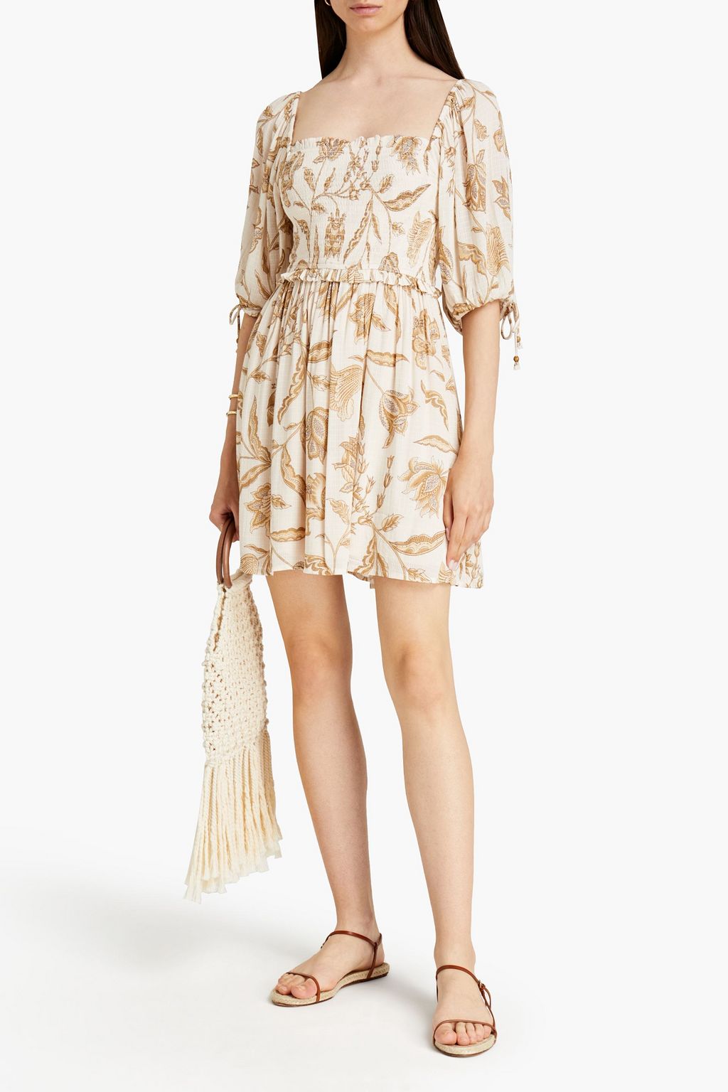 TIGERLILY Amyris Liza shirred floral-print gauze mini dress