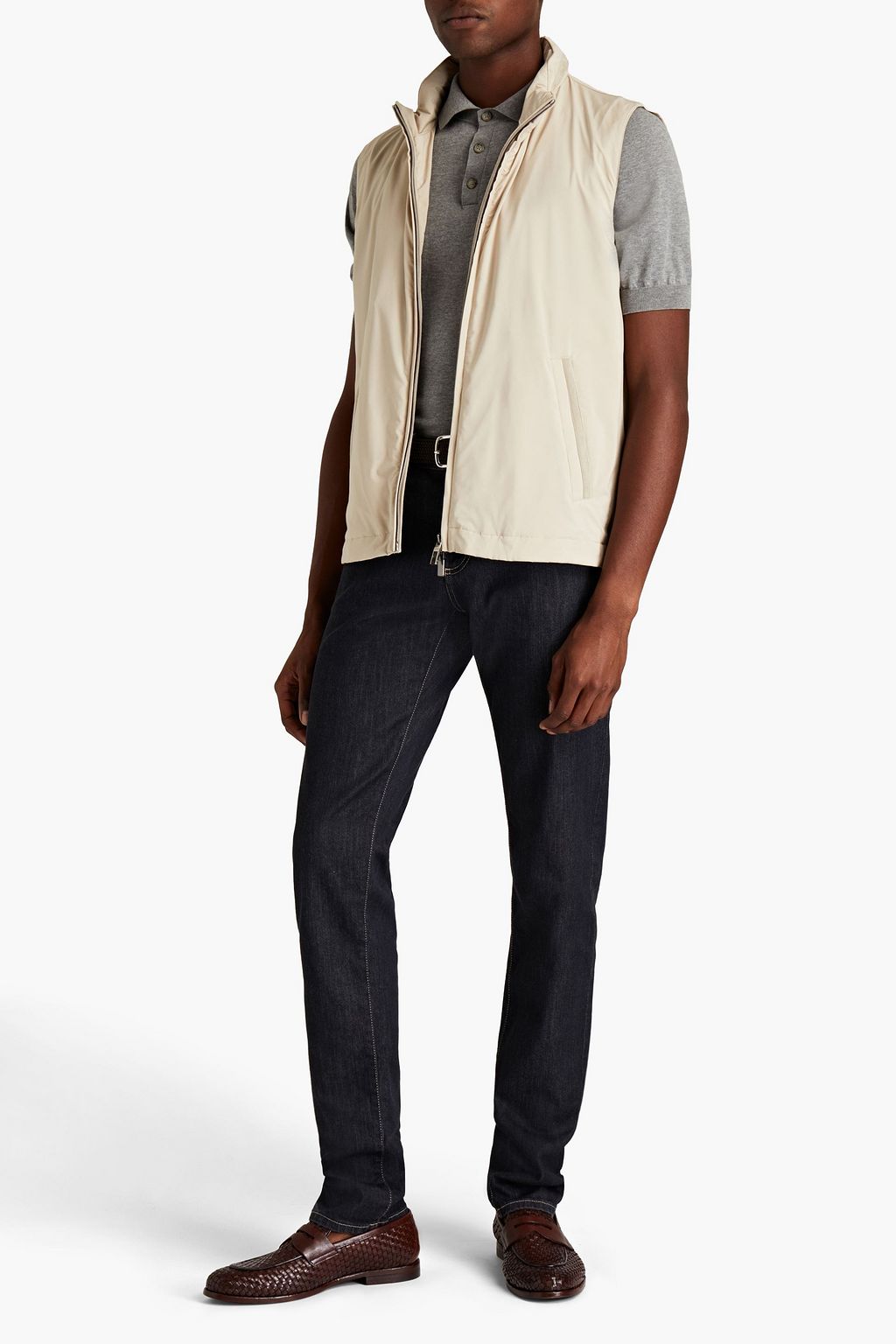 CANALI Suede-trimmed shell vest