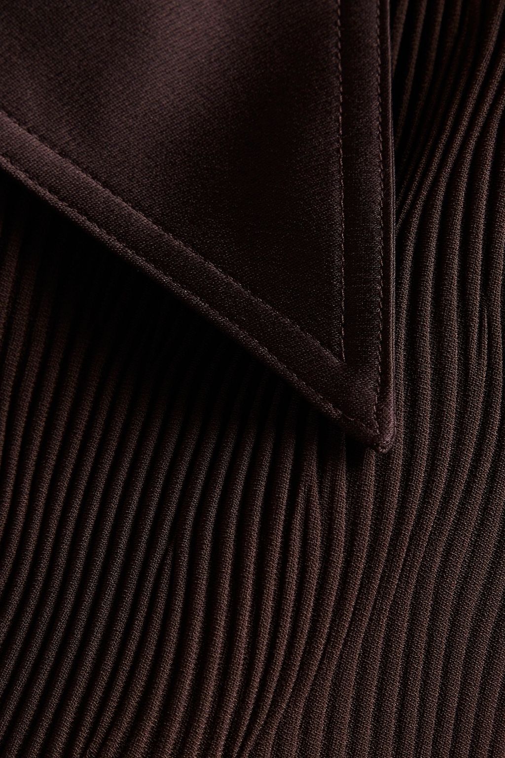 SIMKHAI Satin-trimmed plissé-crepe shirt