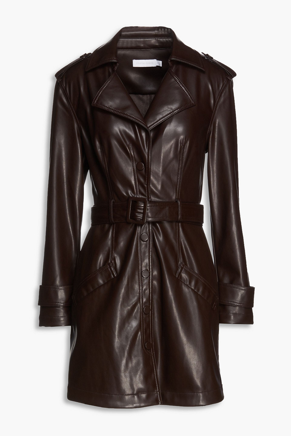 Jonathan Simkhai Belted Faux Leather Mini Dress In Black