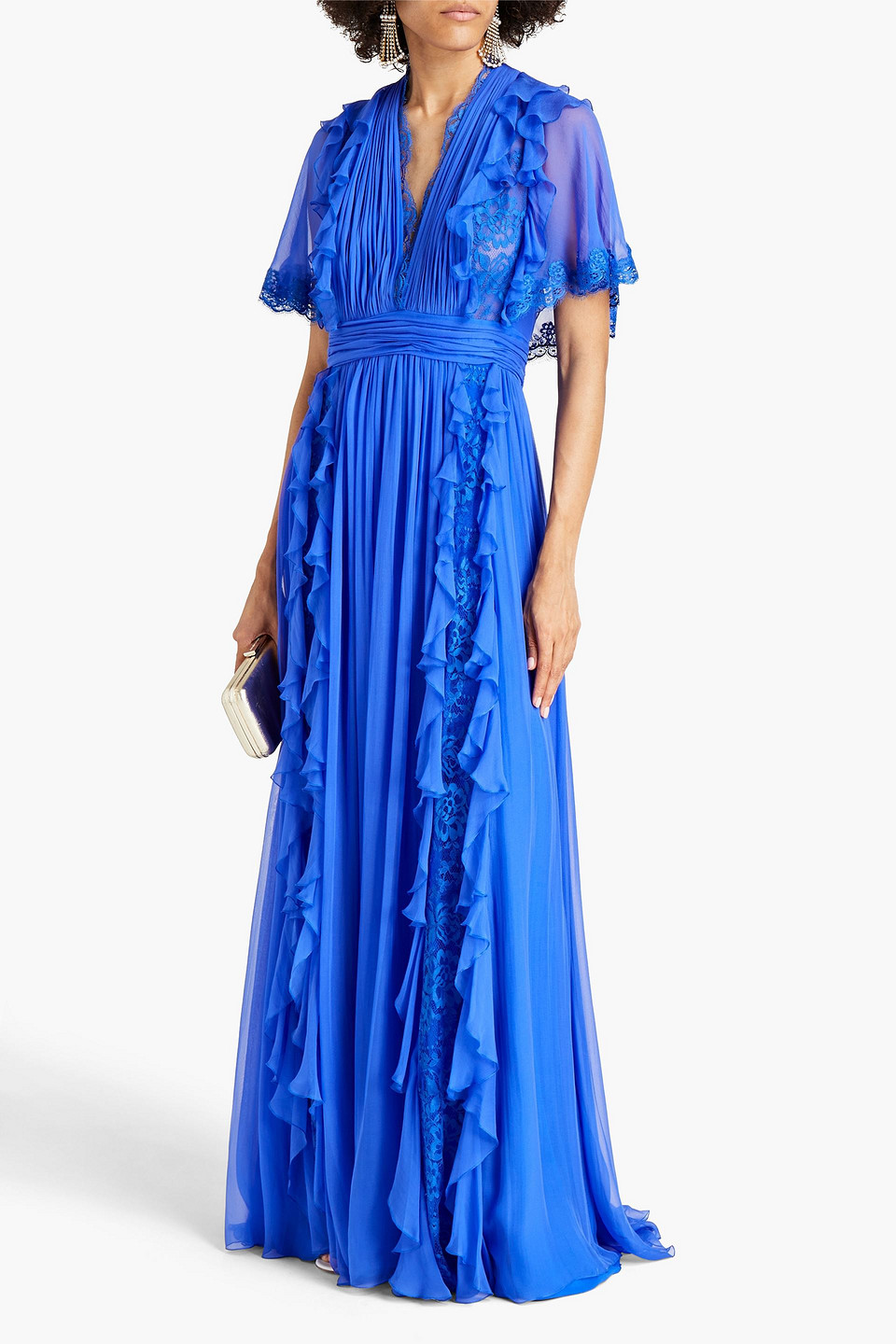 Zuhair Murad Lace-paneled Pleated Silk-chiffon Gown