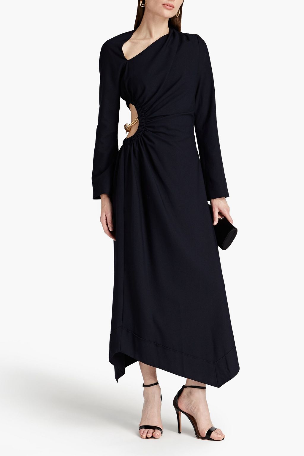 SIMKHAI Embellished gathered cutout crepe midi dress