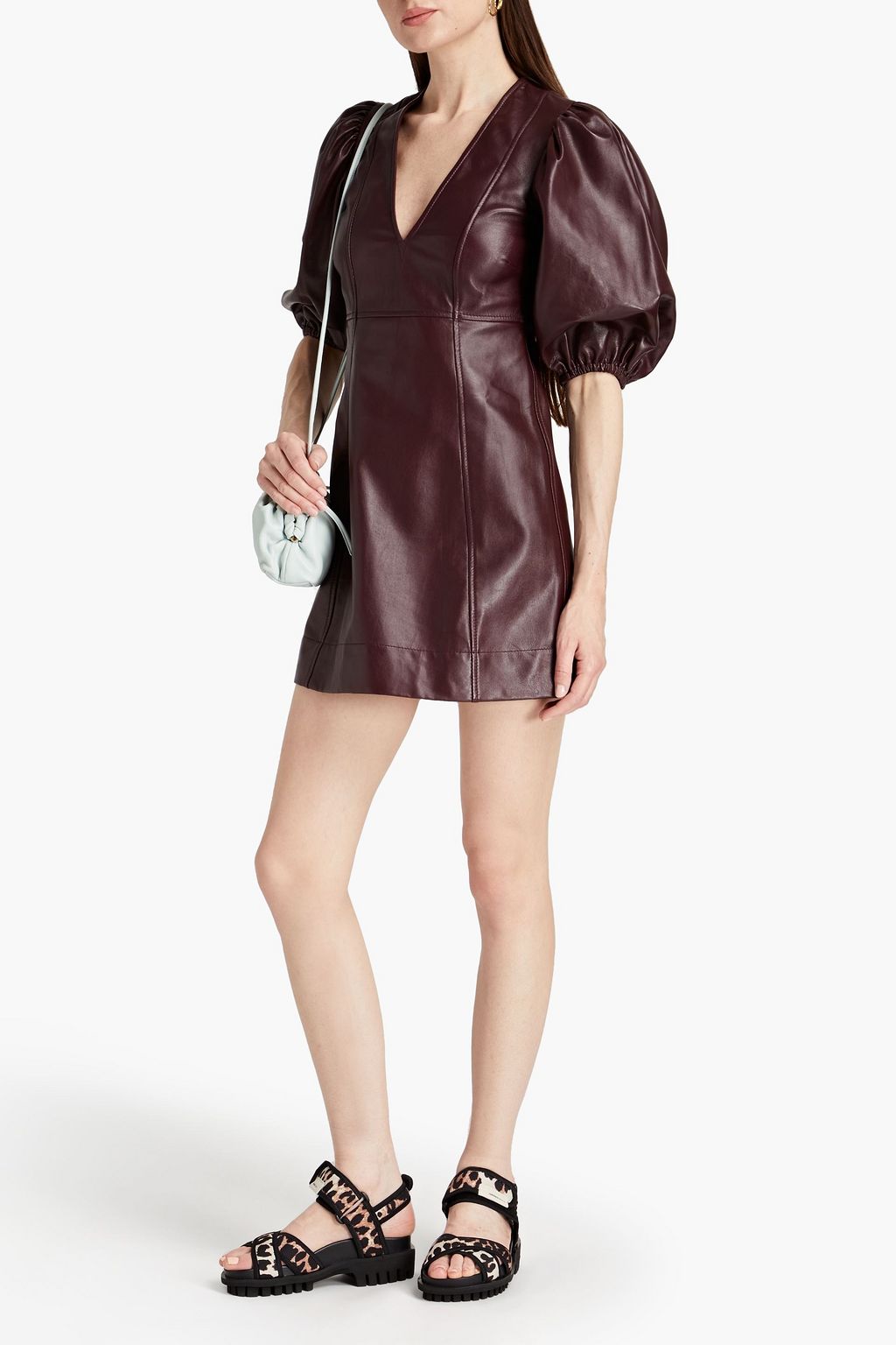 GANNI Leather mini dress