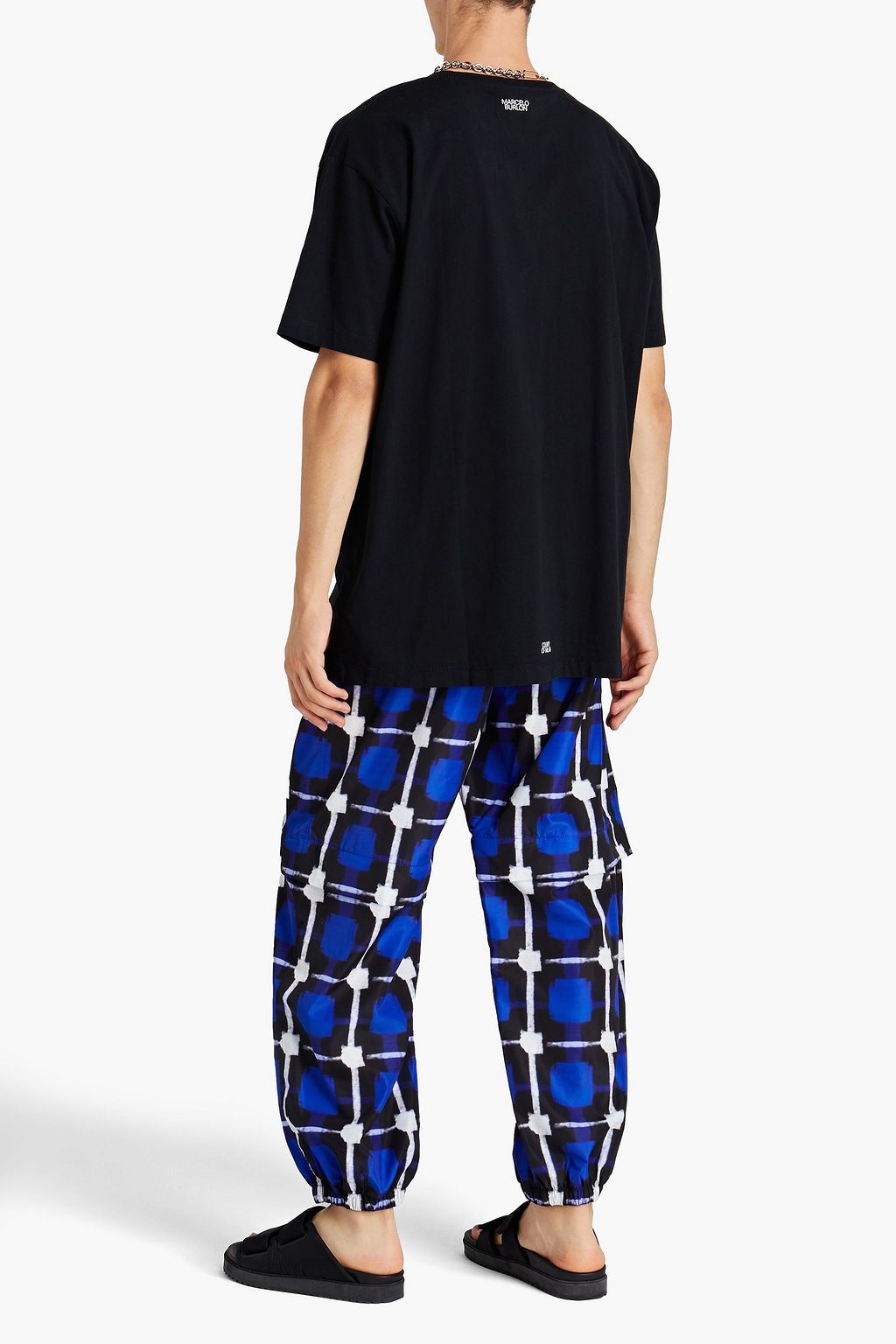 MARCELO BURLON Logo-embroidered checked shell track pants