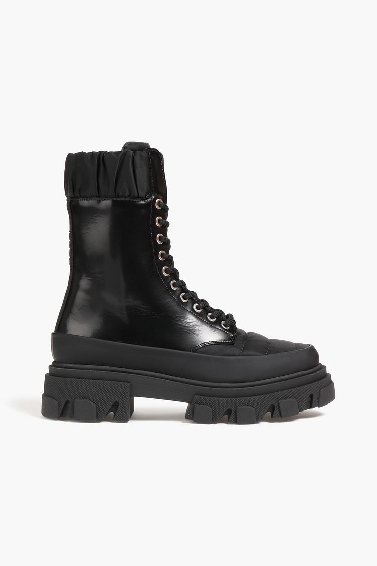 theoutnet.com | GANNI Quilted shell and leather combat boots