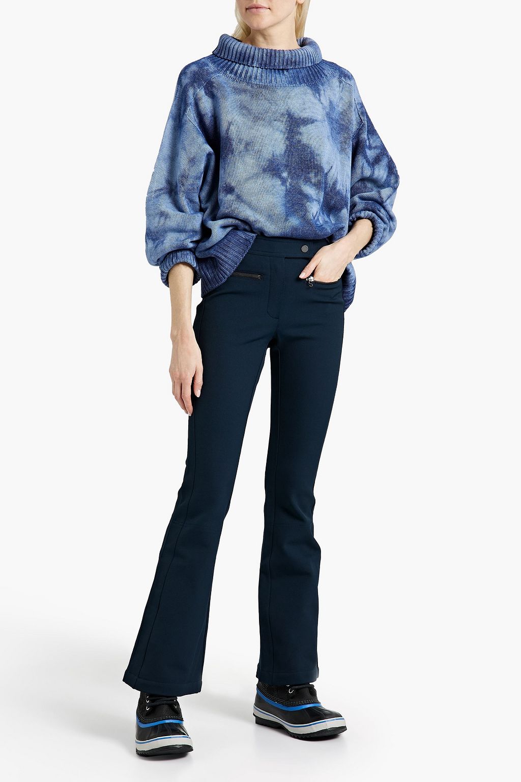 HOLDEN Tie-dyed merino wool-blend turtleneck sweater