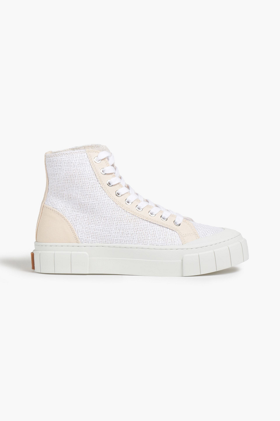 Good News Juice faux leather and canvas high-top sneakers