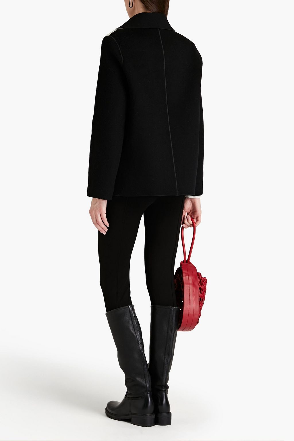 PIAZZA SEMPIONE Checked-paneled brushed wool and alpaca-blend jacket