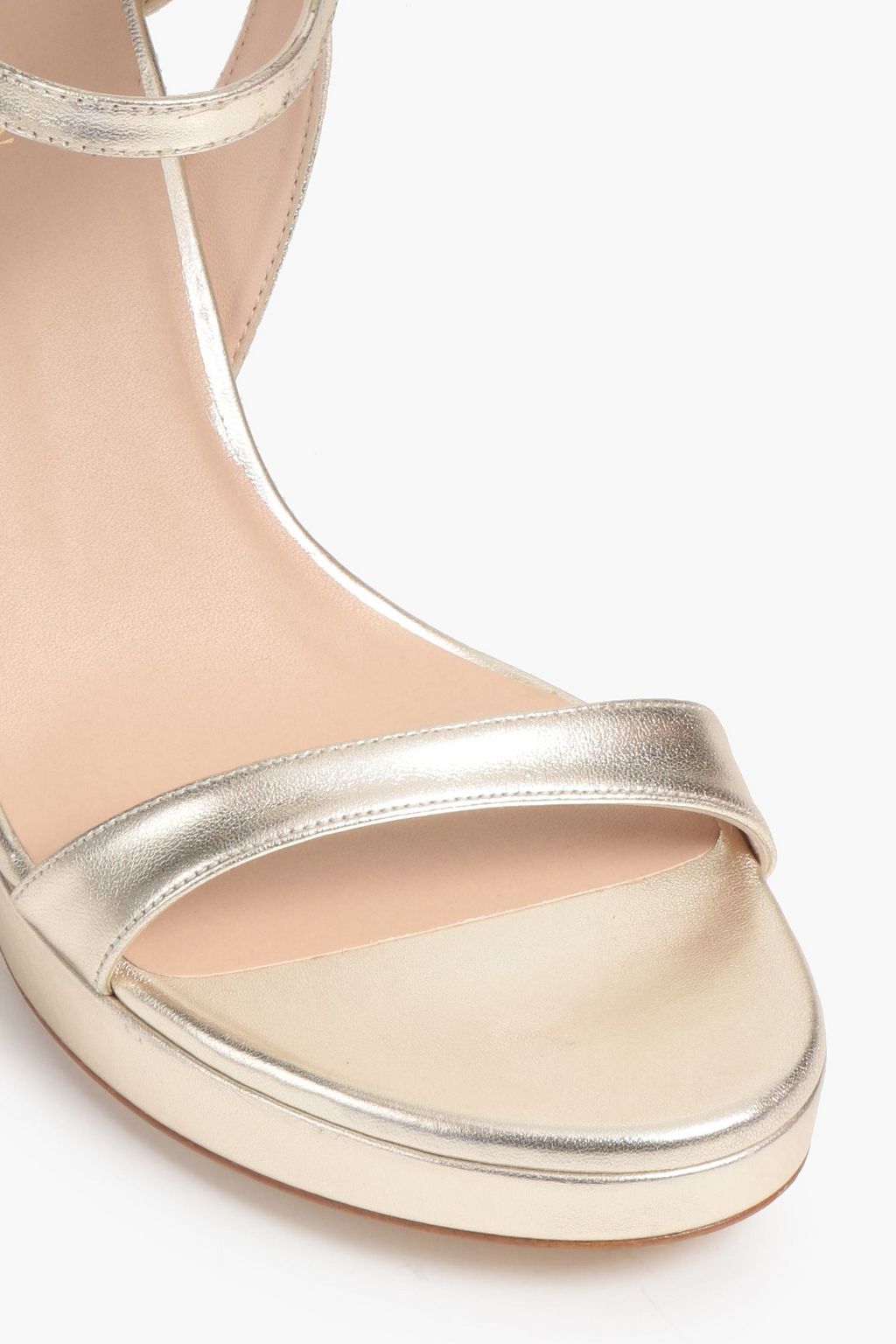 STUART WEITZMAN Mariposa Plateausandalen aus Metallic-Leder