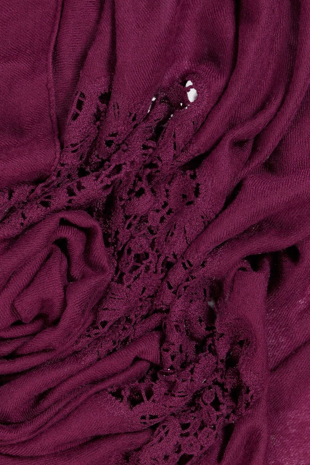 LORO PIANA Crochet-trimmed cashmere scarf