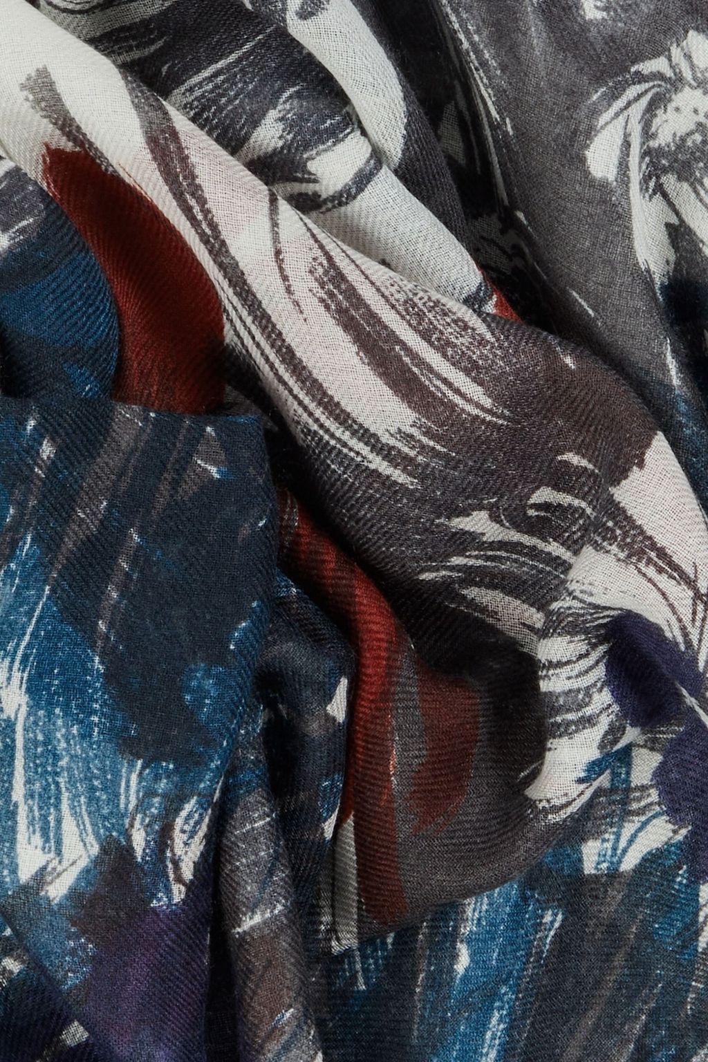 LORO PIANA Floral-print cashmere and silk-blend scarf
