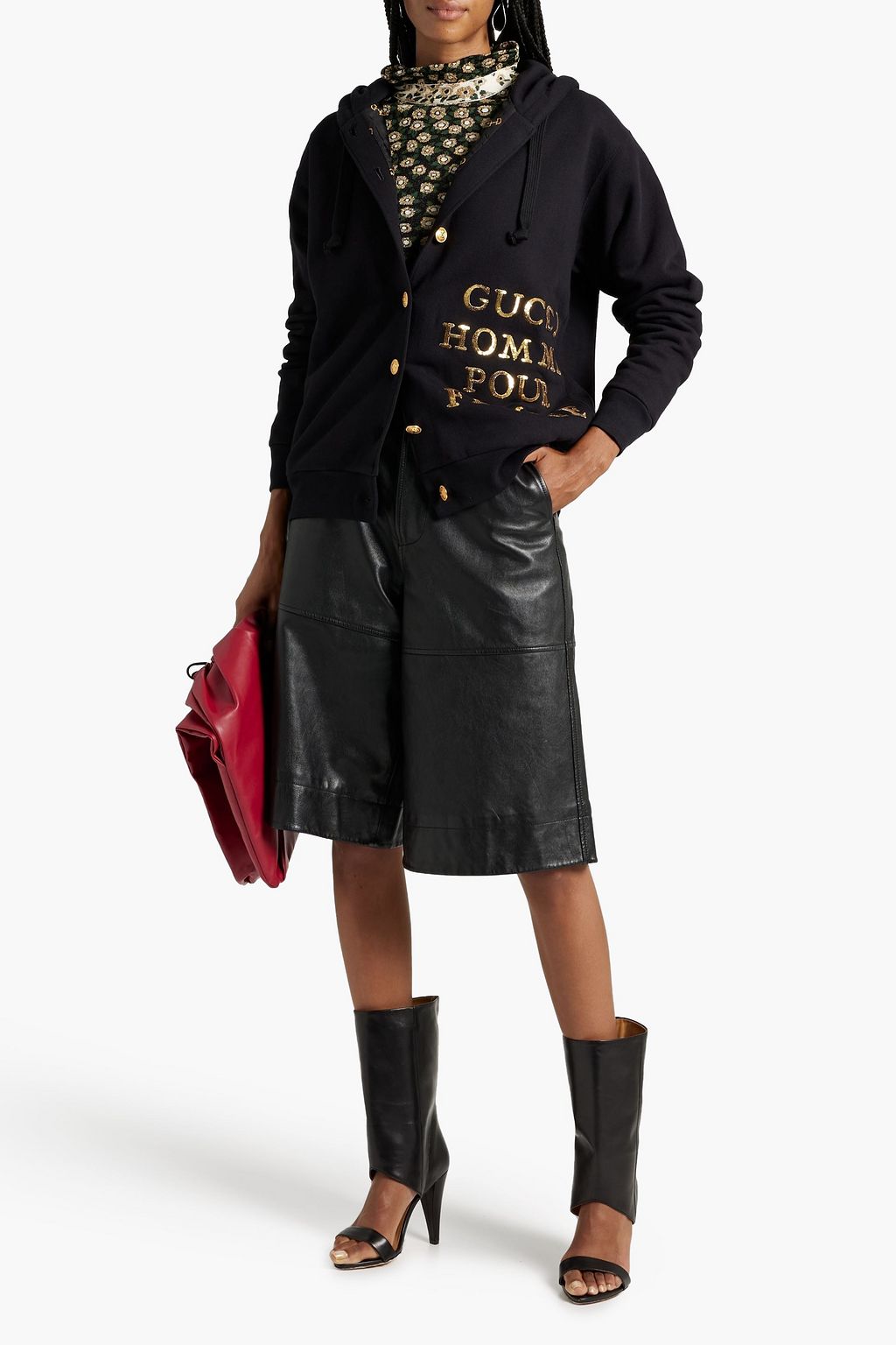 GUCCI Sequin-embellished cotton hooded jacket