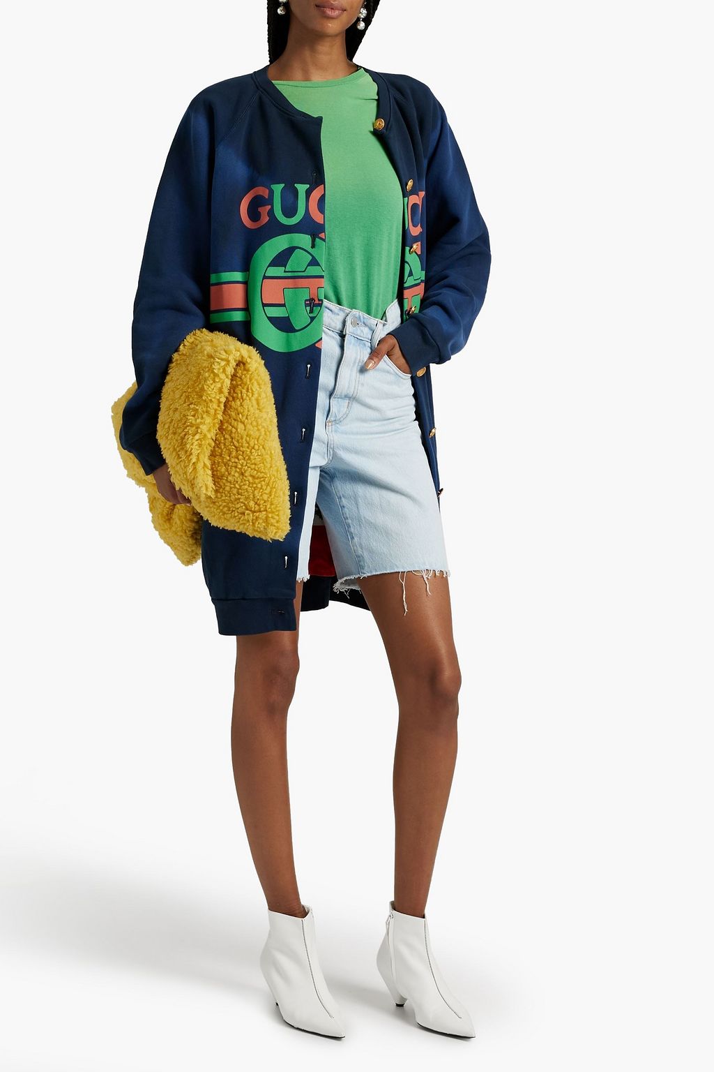 GUCCI Printed French cotton-terry jacket
