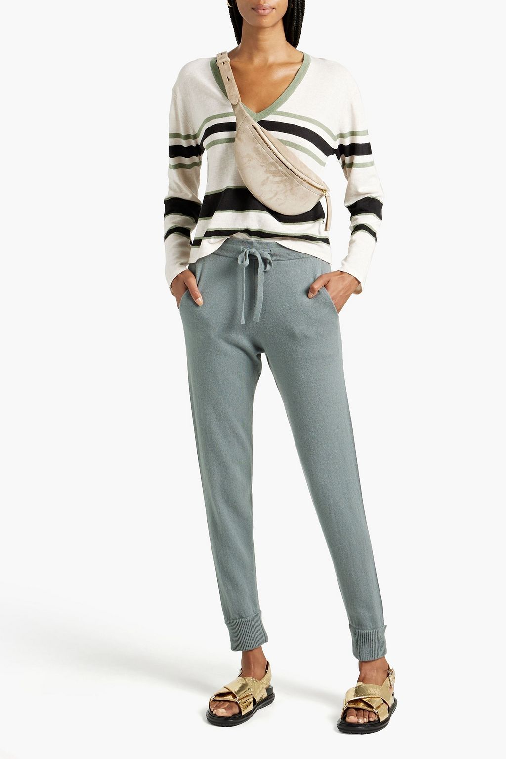 ARCH4 Trinity striped cashmere track pants