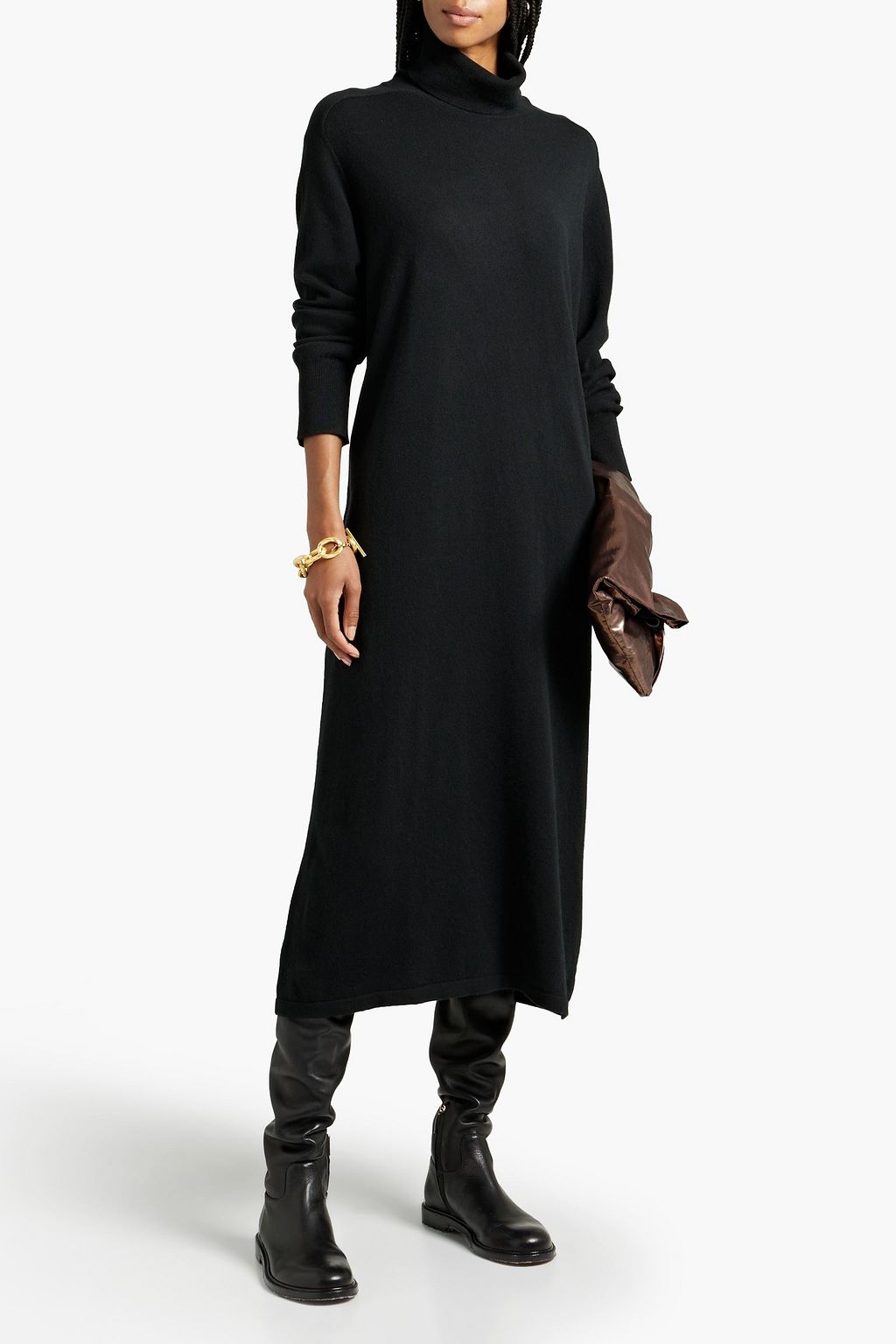 ARCH4 Brushed cashmere turtleneck midi dress