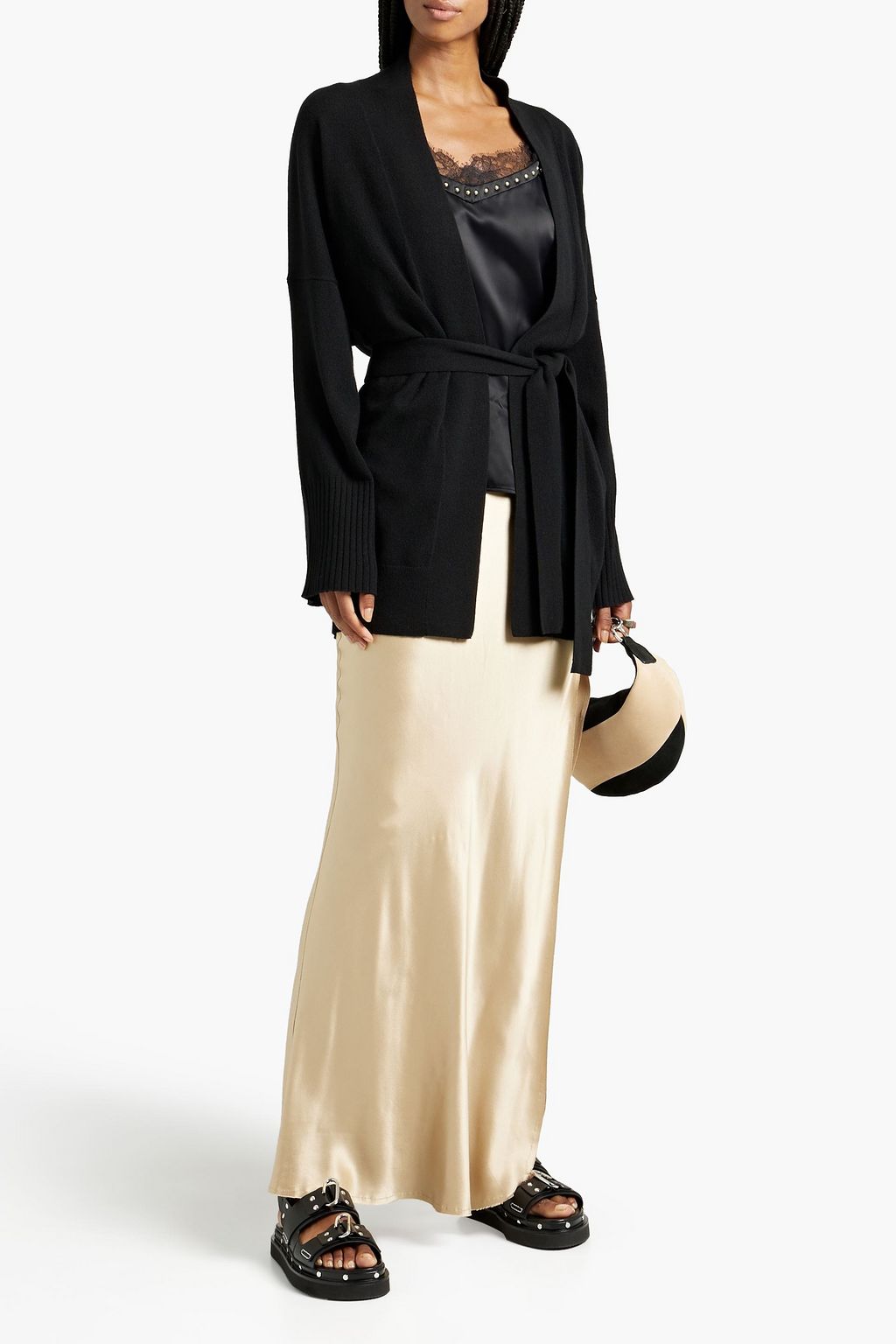 NILI LOTAN Belted cashmere cardigan