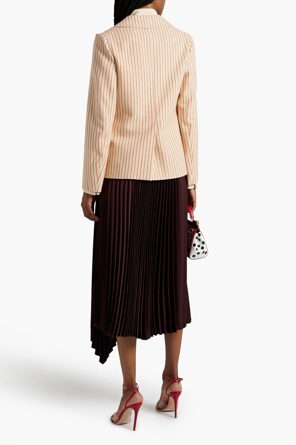 GUCCI Appliquéd pinstriped wool blazer