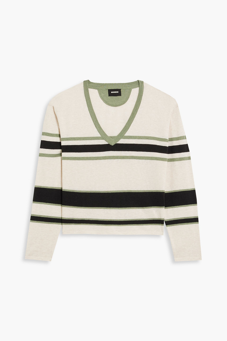 monrow - striped stretch-knit sweater - neutral - s