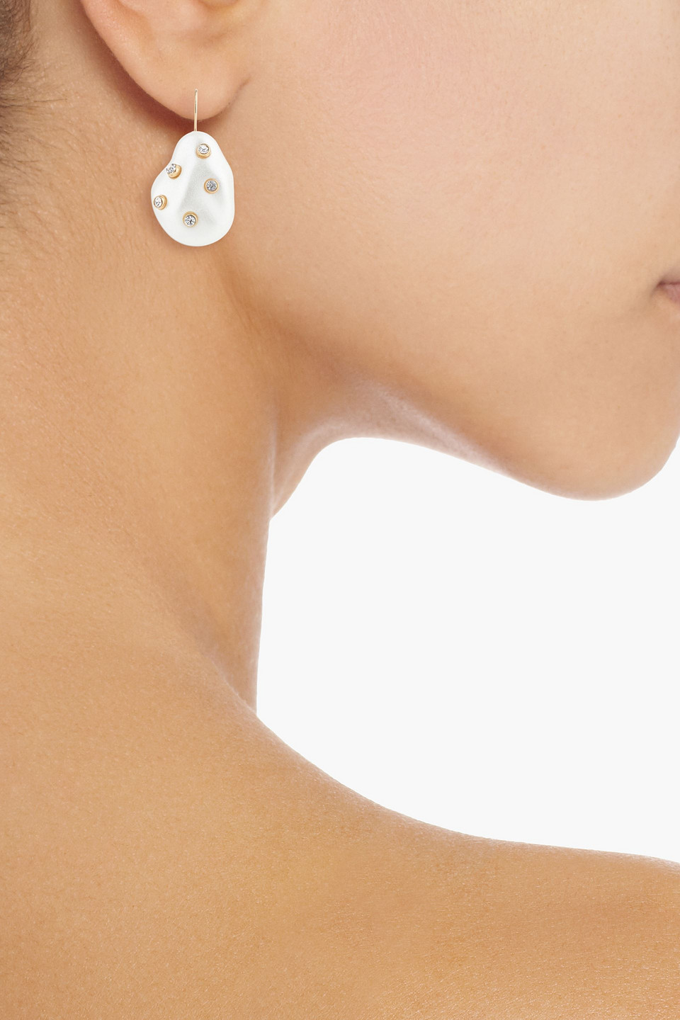 Kenneth Jay Lane Gold-tone, Faux Pearl And Crystal Earrings In White