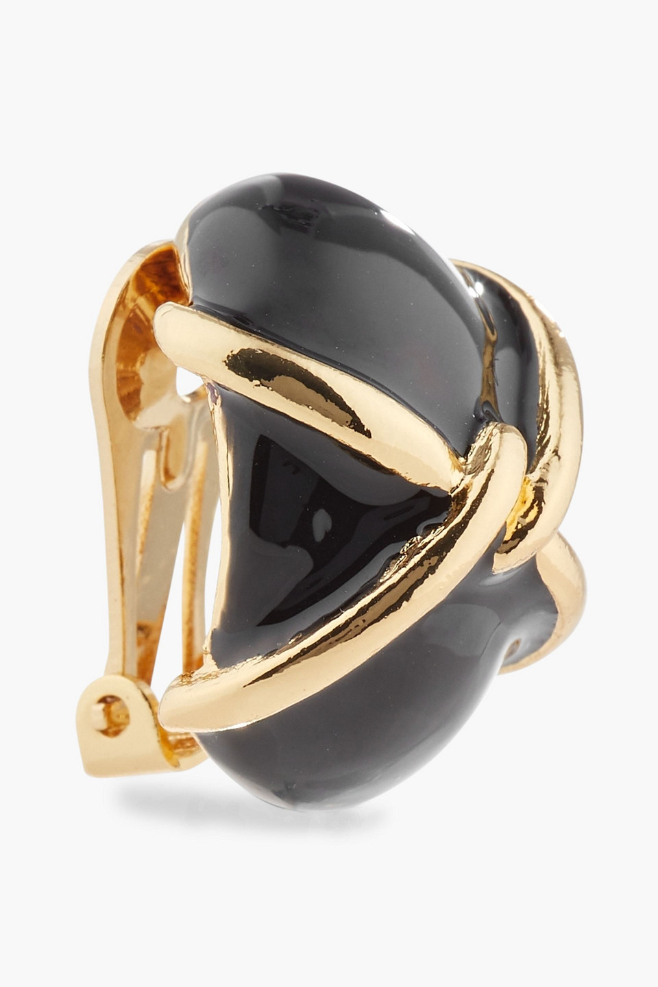Kenneth Jay Lane Gold-tone Resin Clip-on Earrings In Black