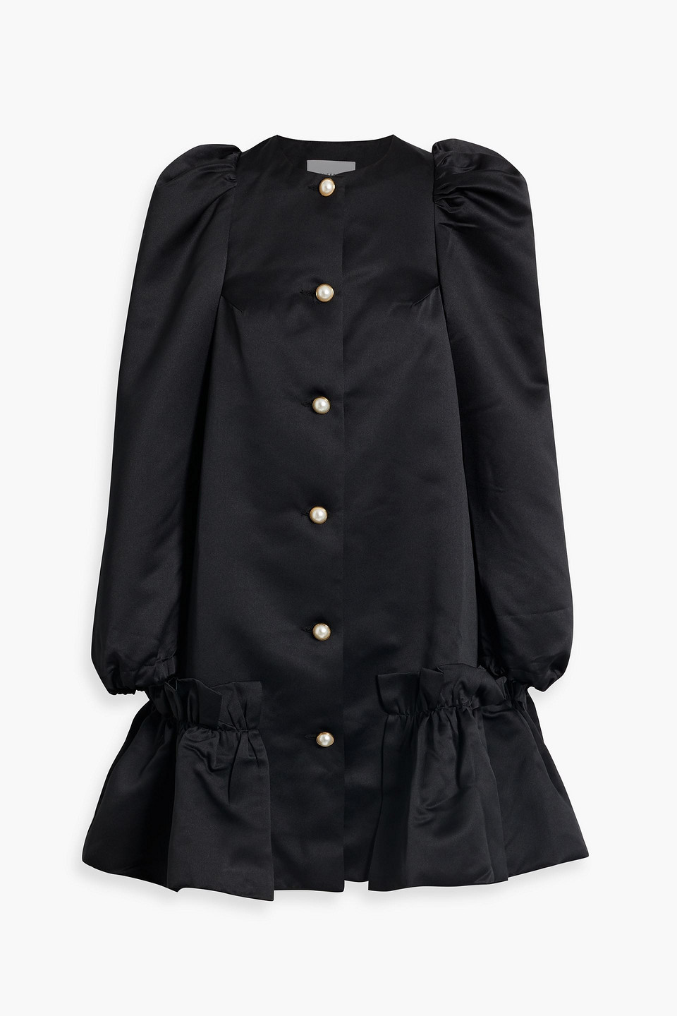 Sleeper Mystery Puff Button-up Dress In Black