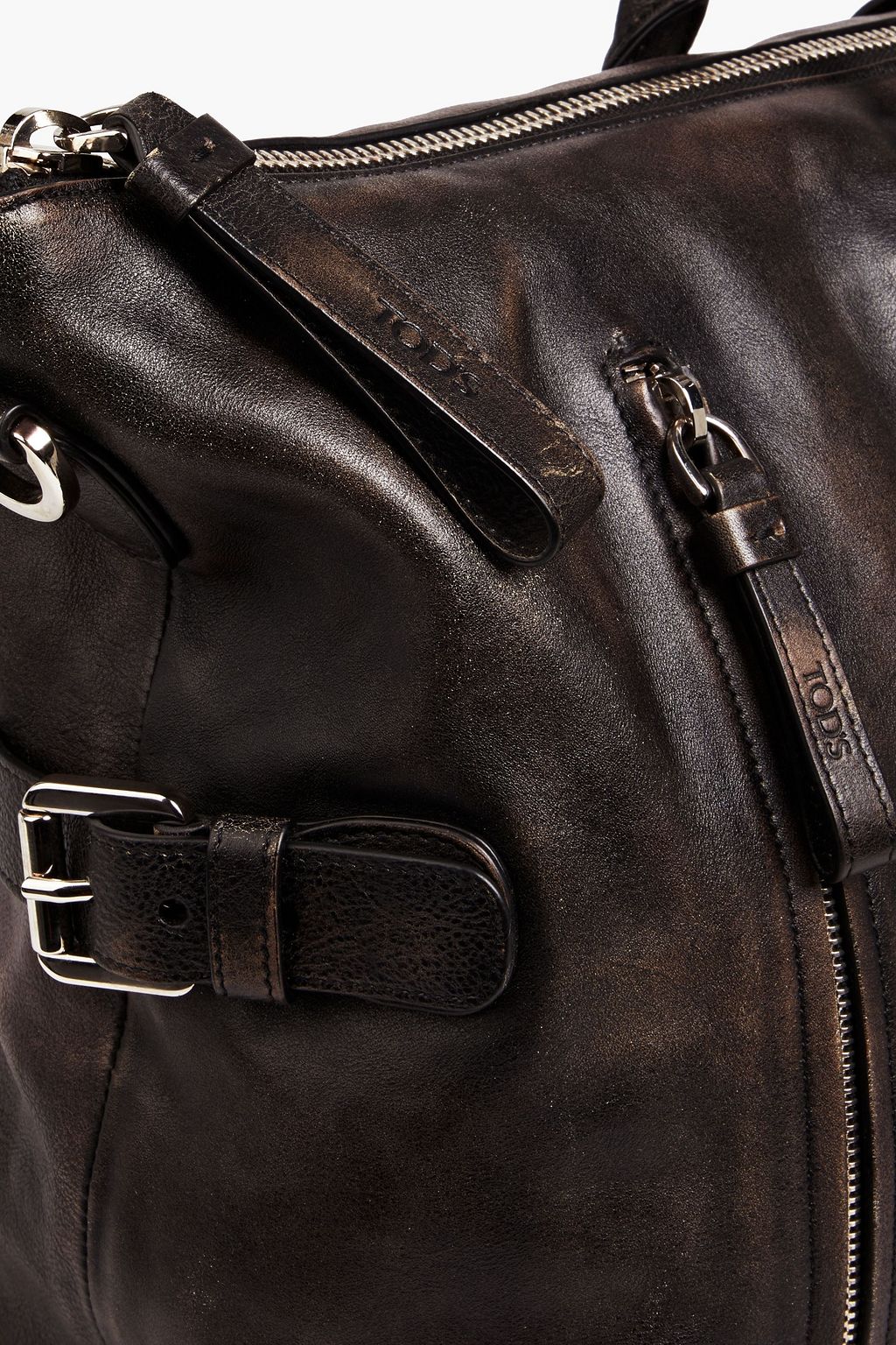 TOD'S Distressed leather weekend bag