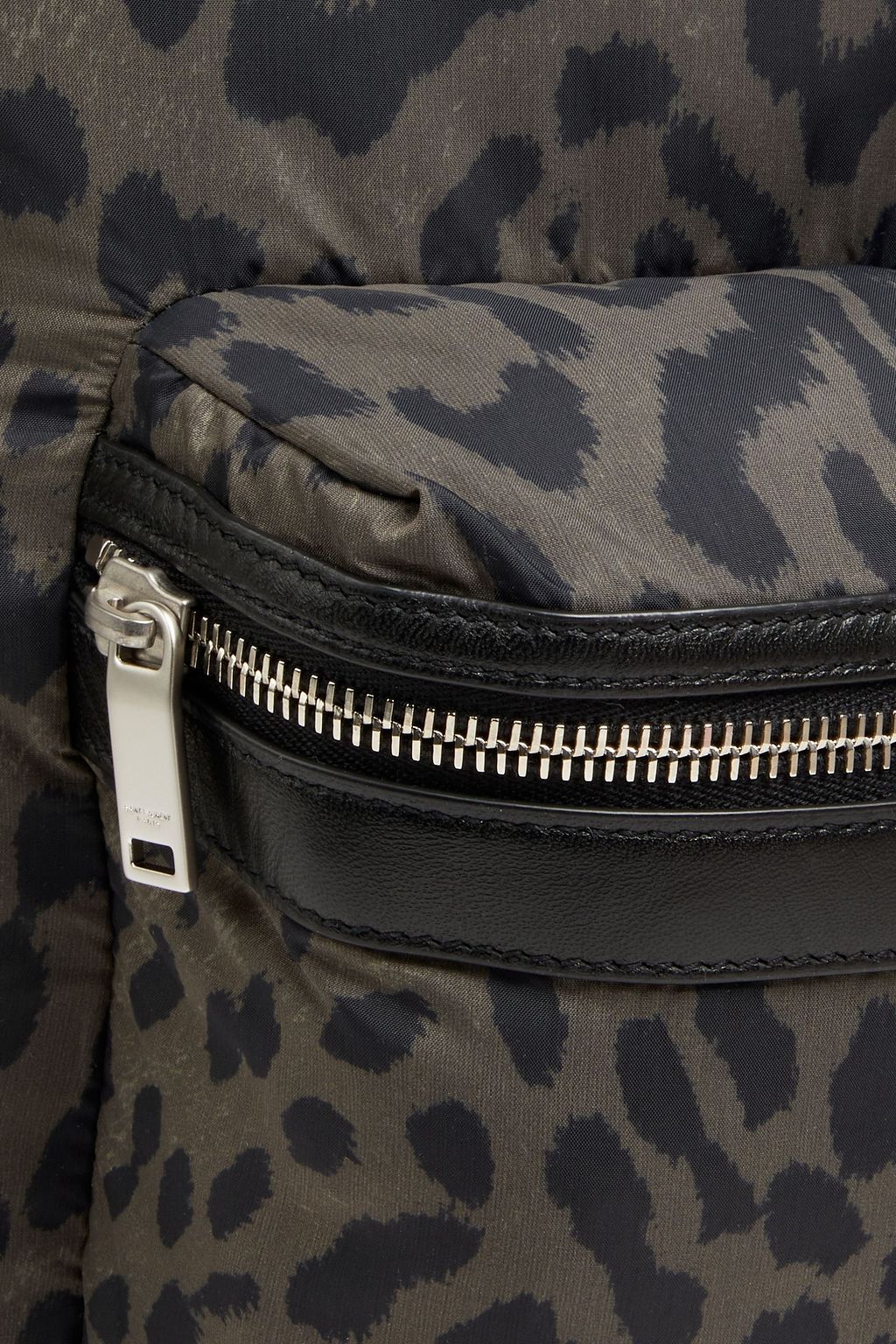 SAINT LAURENT City leather-trimmed leopard-print shell backpack