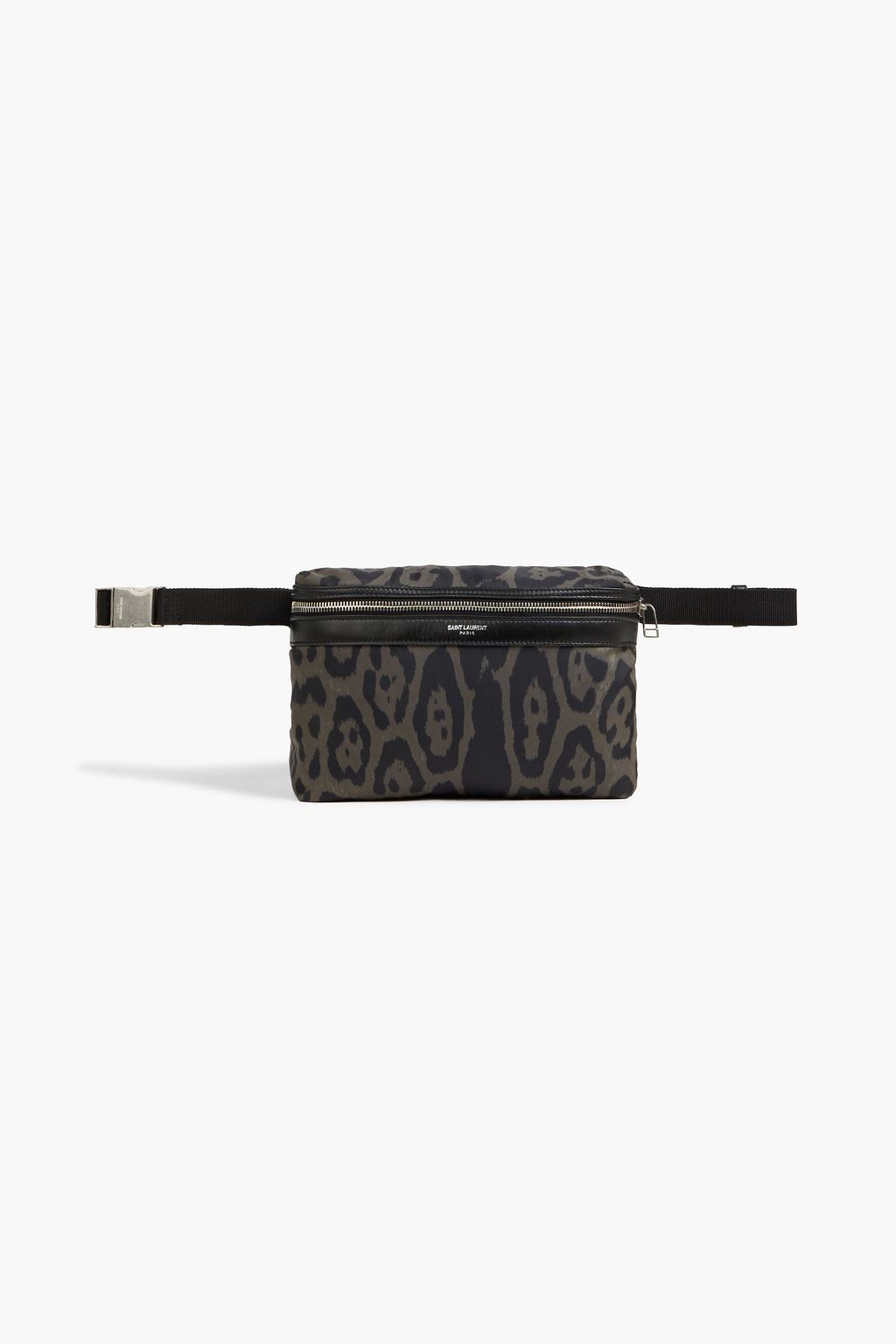 SAINT LAURENT City leather-trimmed leopard-print shell backpack