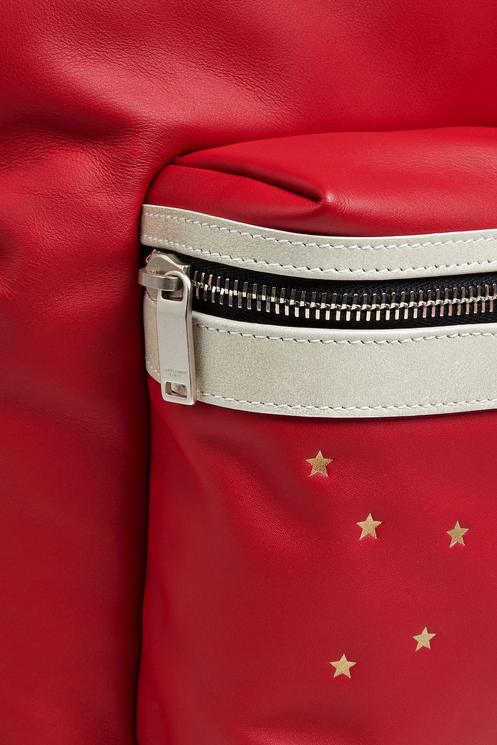 SAINT LAURENT City printed color-block leather and shell backpack
