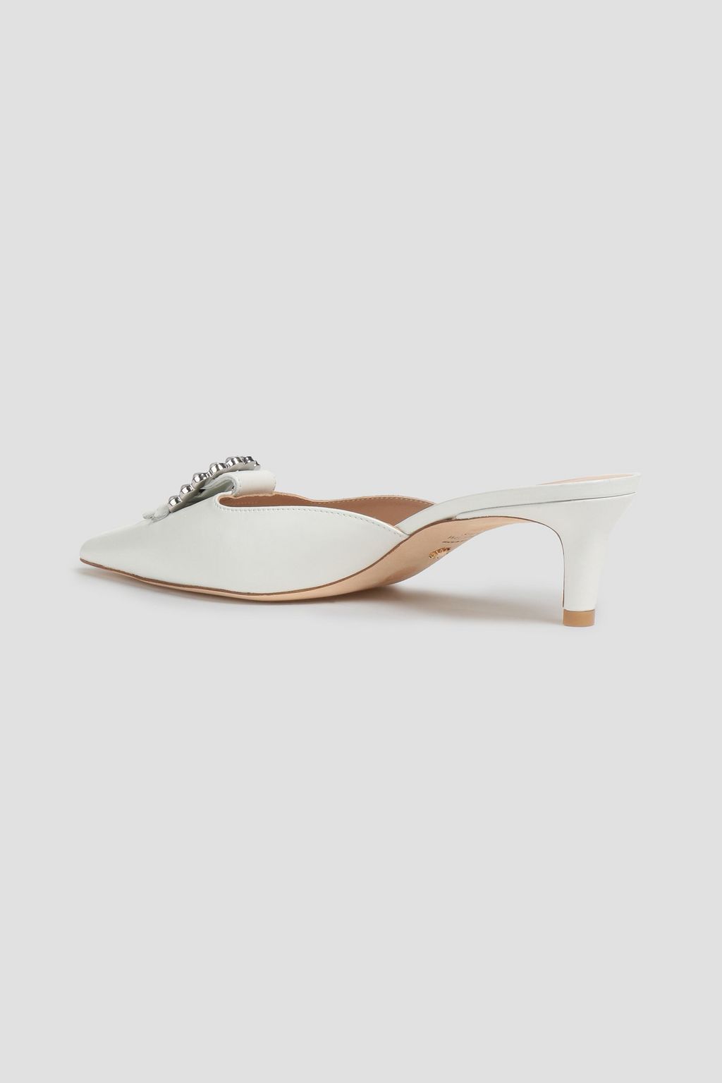 STUART WEITZMAN Pearl Buckle embellished leather mules