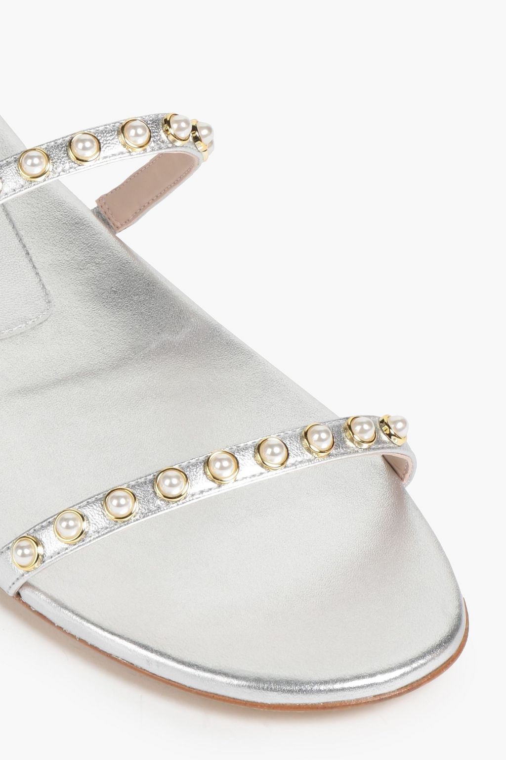 STUART WEITZMAN Amelie embellished metallic leather sandals