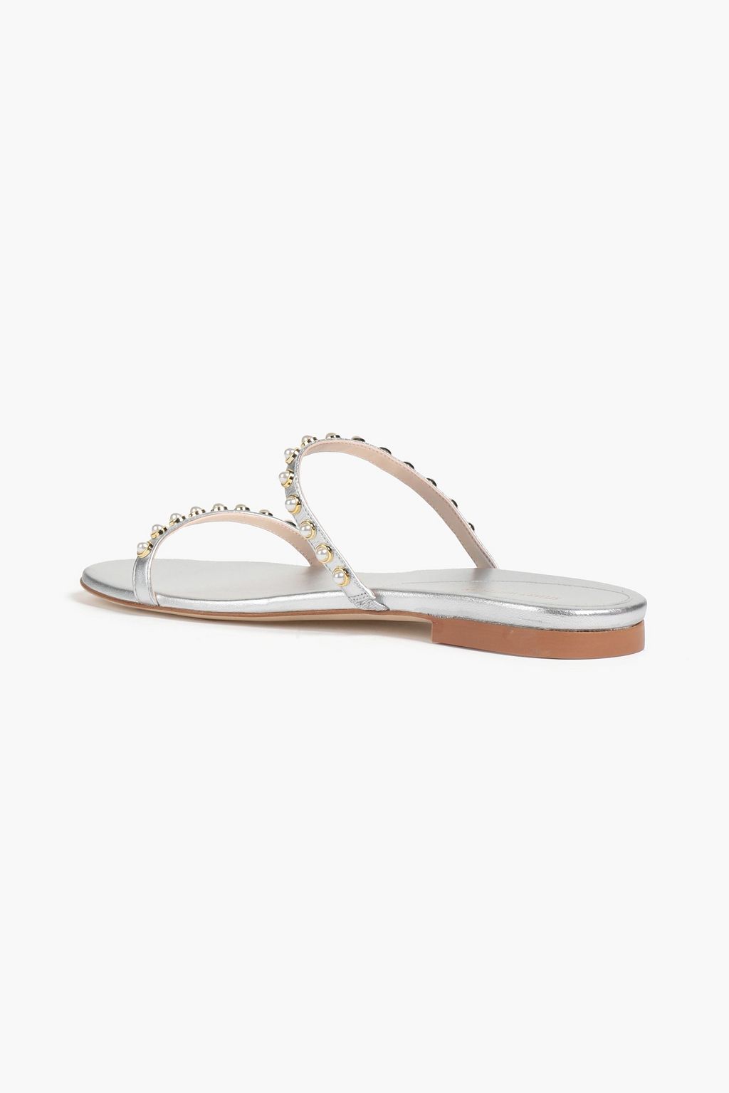 STUART WEITZMAN Amelie embellished metallic leather sandals
