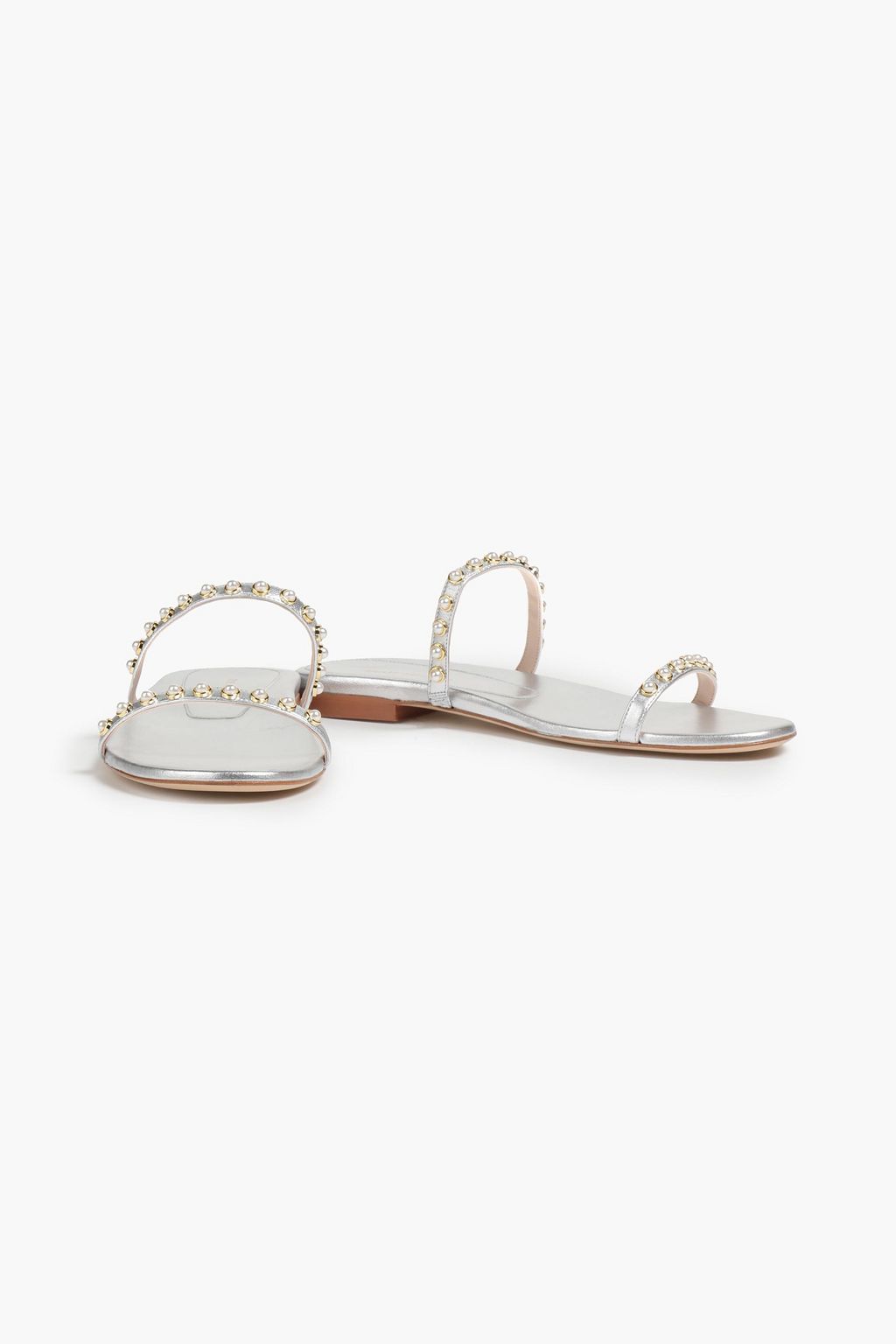 STUART WEITZMAN Amelie embellished metallic leather sandals